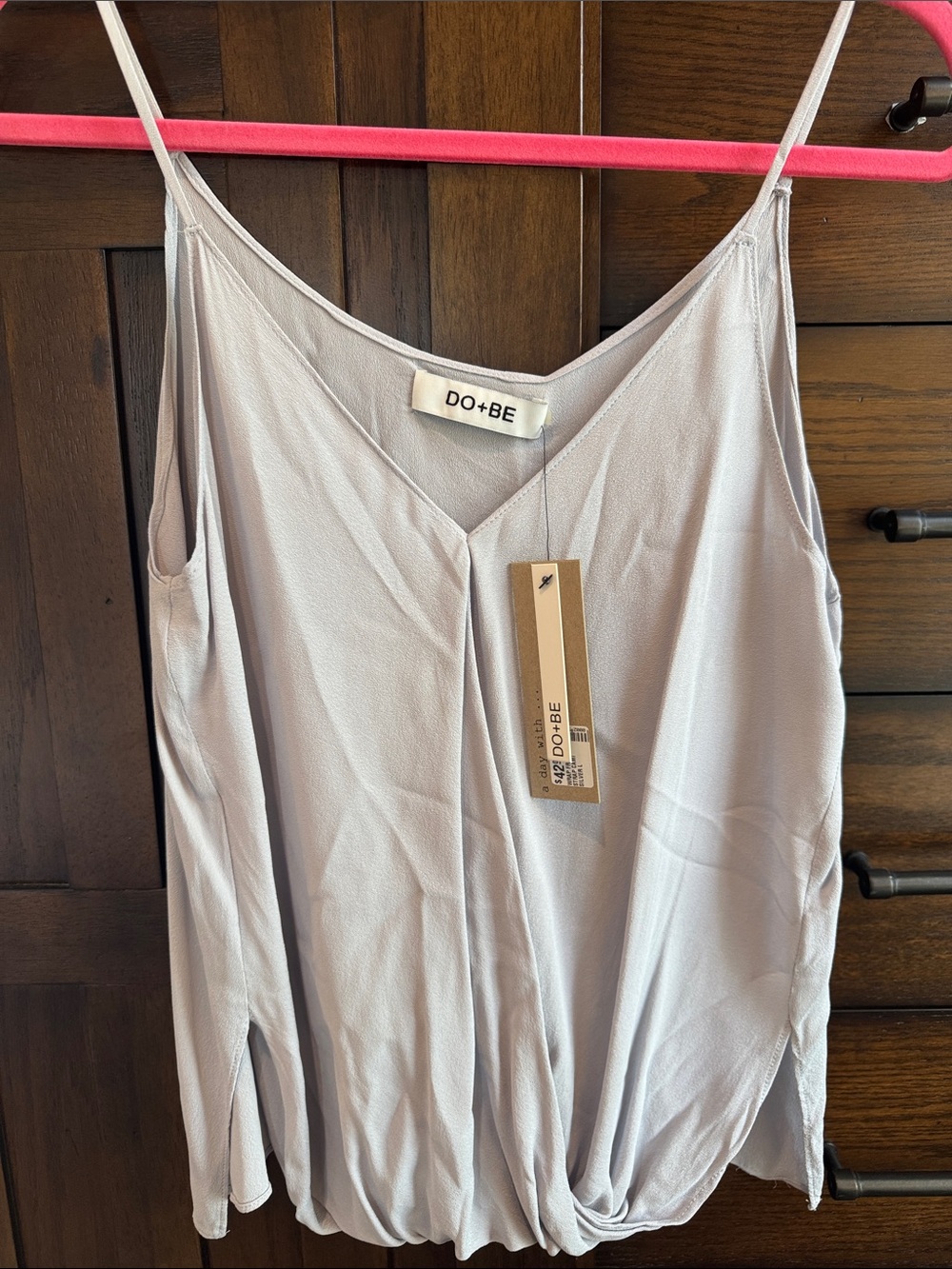 DO+BE Lavender-Gray Twist-Hem V-Neck Cami
